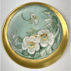 Antique Theodore Haviland Limoges 8.75" Handpainted Green Gold PLATE Pickard Red